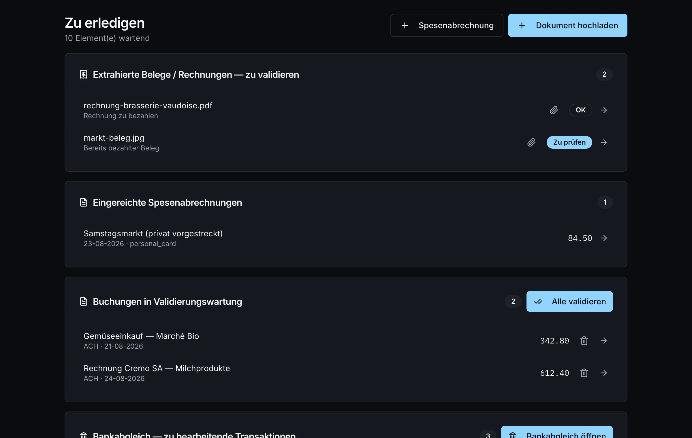 Einen Vorschlag öffnen